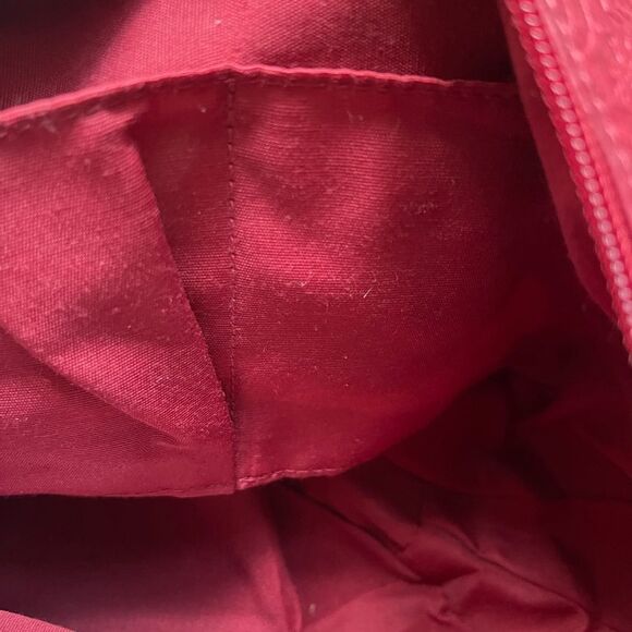 Great American Leather works Cherry red leather embossed knot shoulder bag. - Picture 10 of 13